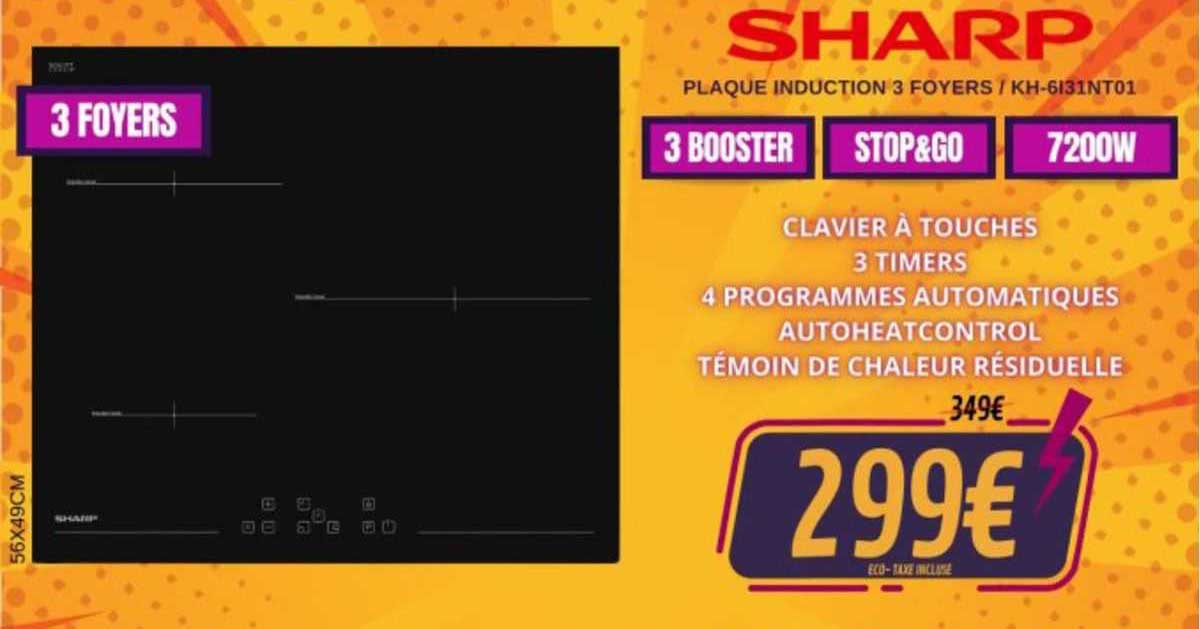 plaque induction 3 foyers sharp