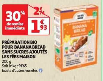 préparation bio pour banana bread sans sucres ajoutés les fées maison