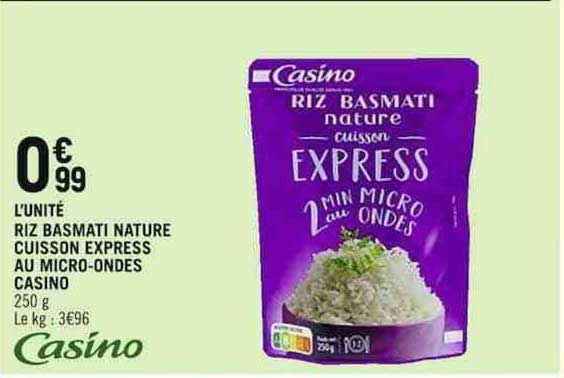 riz basmati nature cuisson express au micro-ondes casino