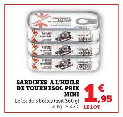 sardines à l'huile de tournesol prix mini