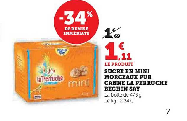 sucre en mini morceaux pur canne la perruche béghin say