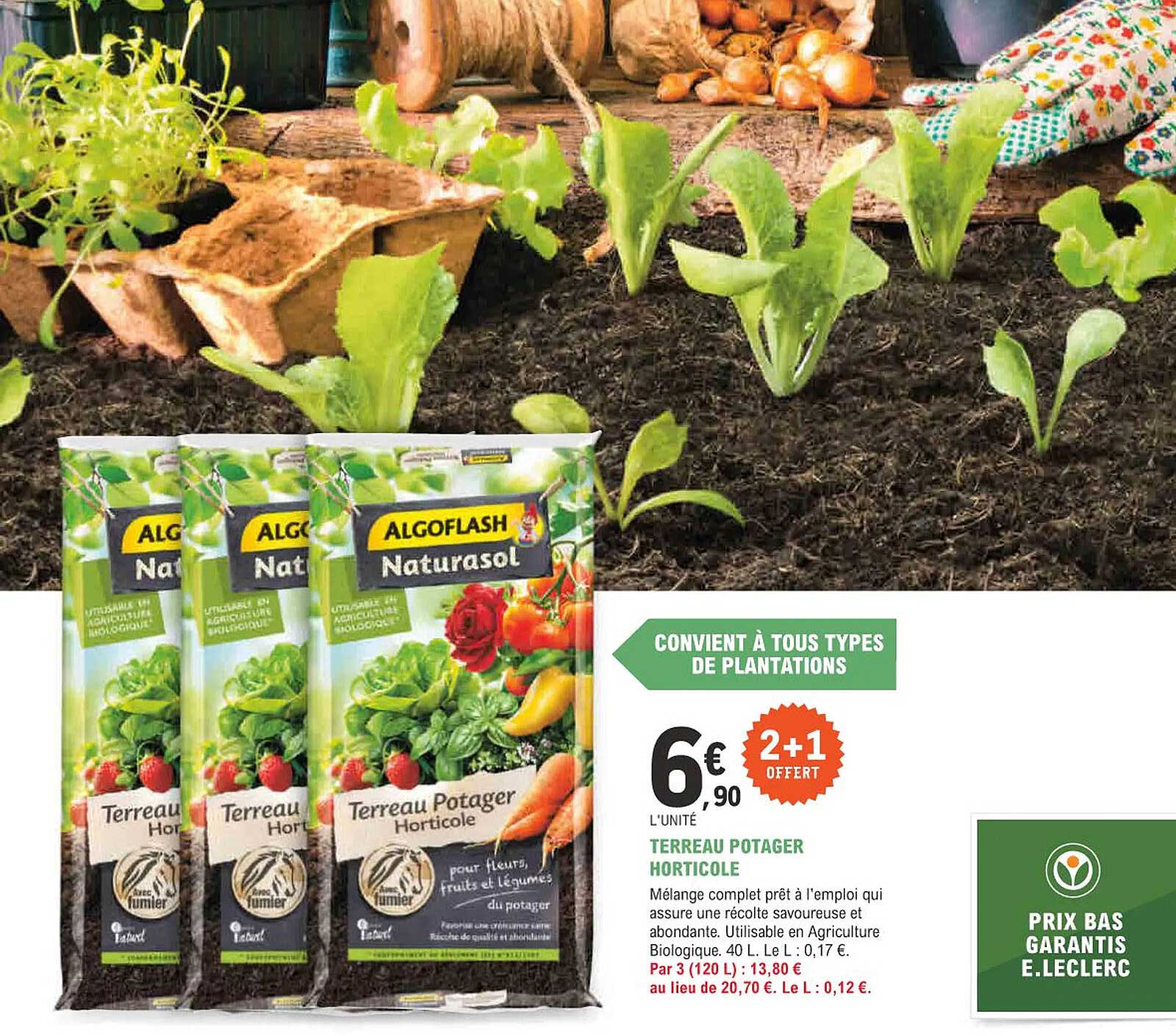 terreau potager horticole algoflash naturasol