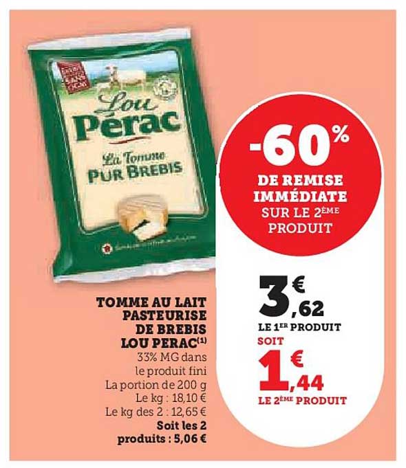 tomme au lait pasteurisé de brebis lou pérac