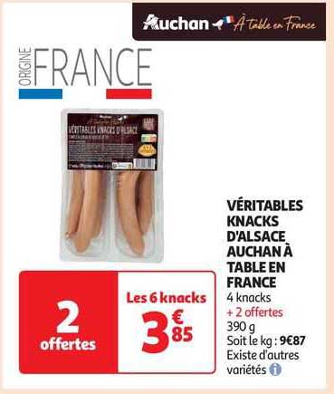 véritables knacks d'alsace auchan jà table en france