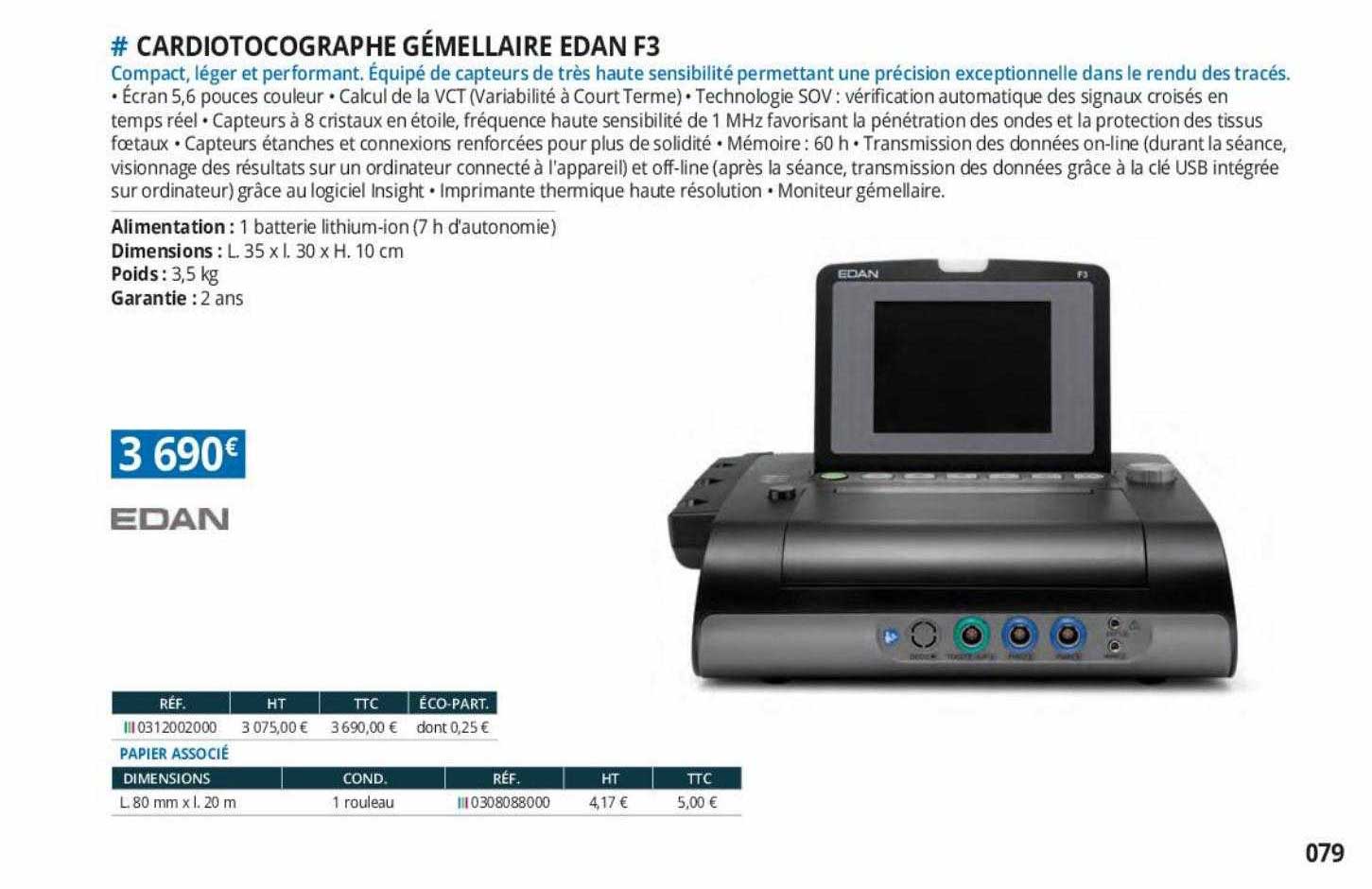 cardiotocographe gémellaire edan f3