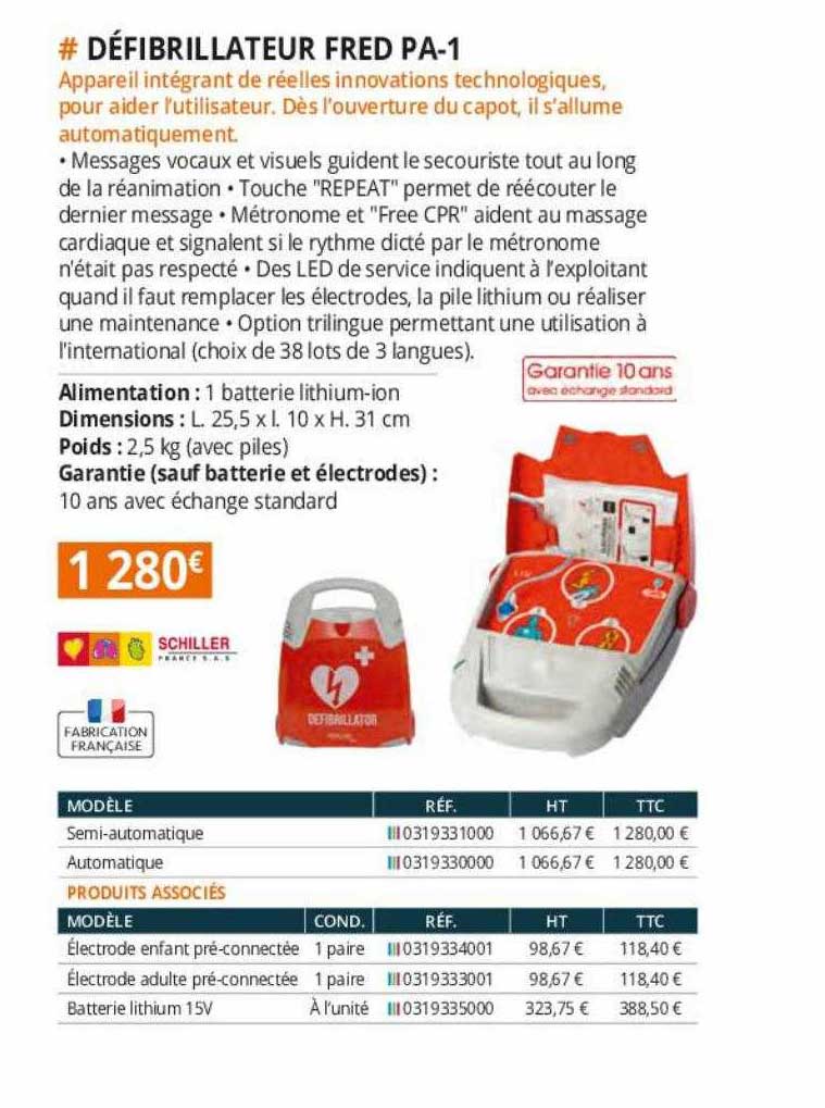 défibrillateur fred pa-1