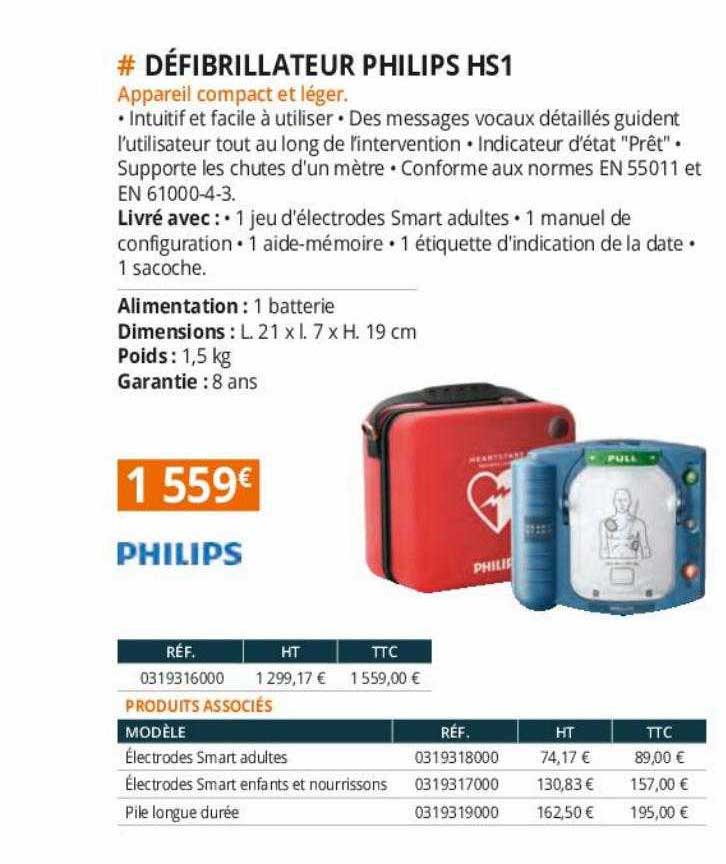 défibrillateur philips hs1