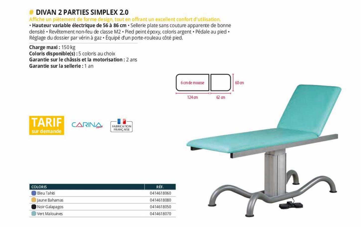 divan 2 parties simplex 2.0 carina