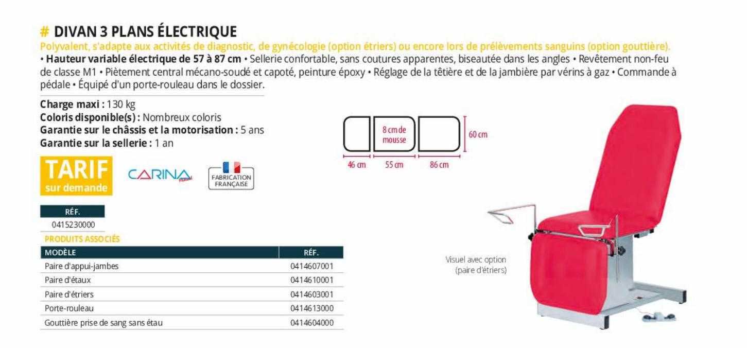 divan 3 plans électrique carina