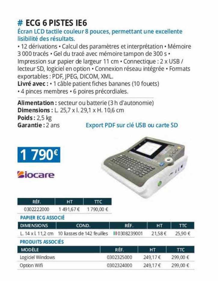 ecg 6 pistes ie6 biocare