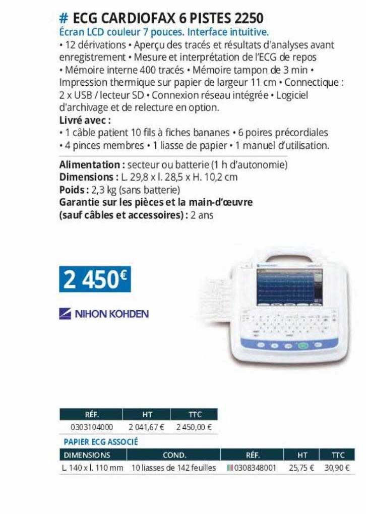 ecg cardiofax 6 pistes 2250 nihon kohden