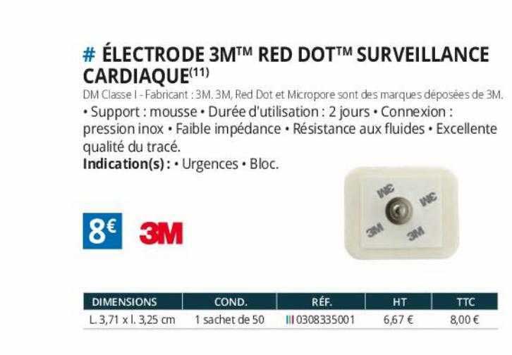 électrod 3m red dot surveillance cardiaque 3m
