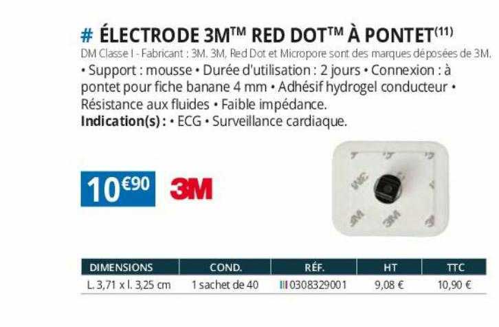 électrode 3m red dot à pontet