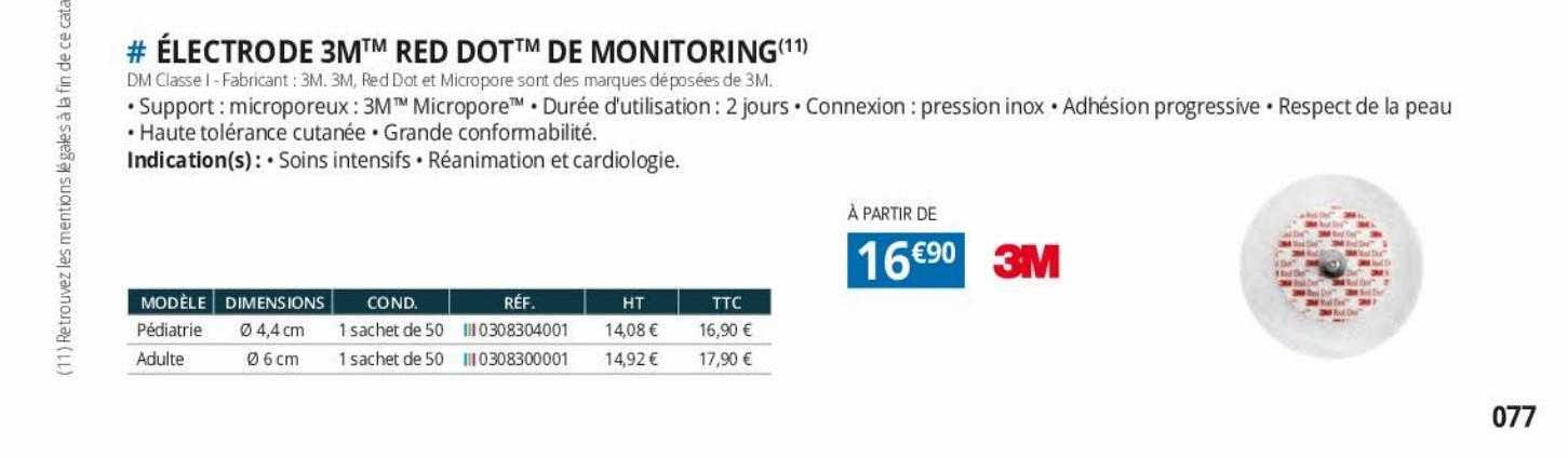 électrode 3m red dot de monitoring