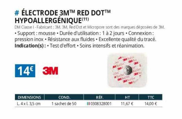 électrode 3m red dot hypoallergénique