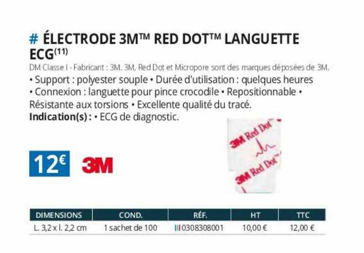 électrode 3m red dot languette ecg