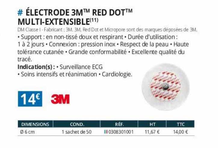 électrode 3m red dot multi-extensible