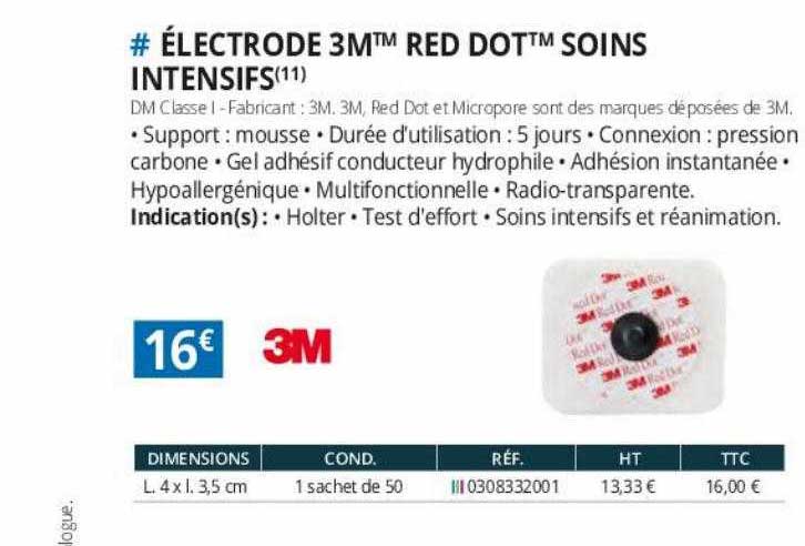 électrode 3m red dot soins intensifs