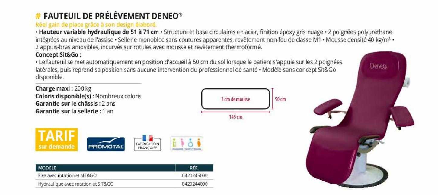 fauteuil de prélèvement deneo promotal