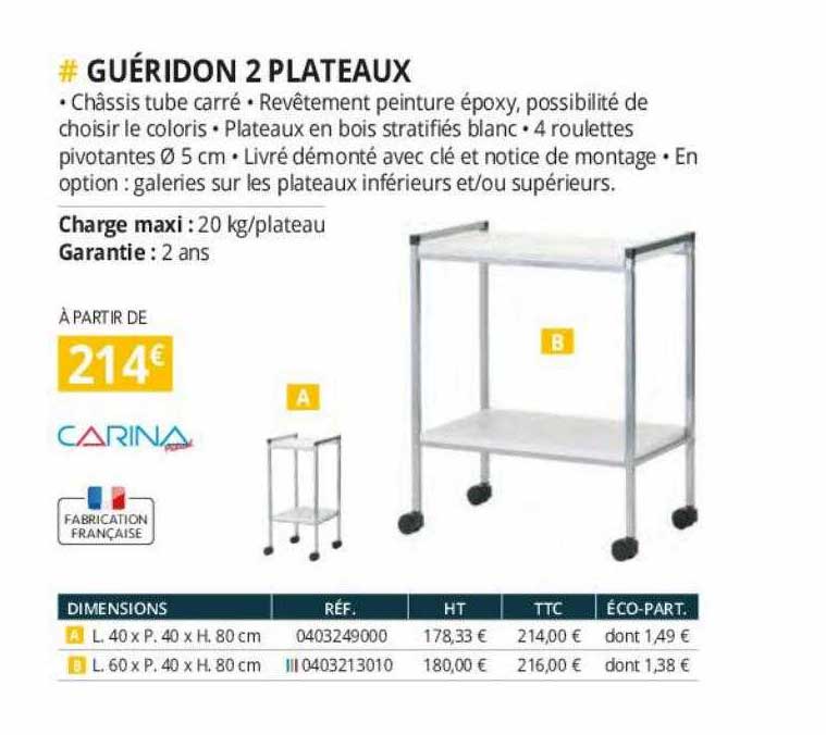 Guéridon 2 Plateaux Carina