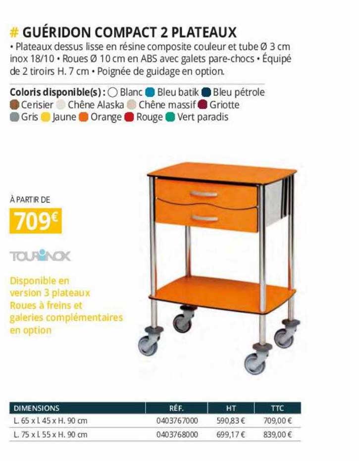 guéridon compact 2 plateaux