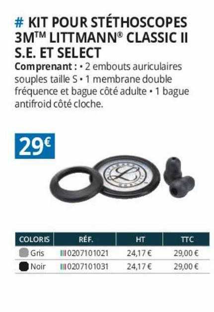 kit pour stéthoscopes 3m littmann classic II s.e. et select