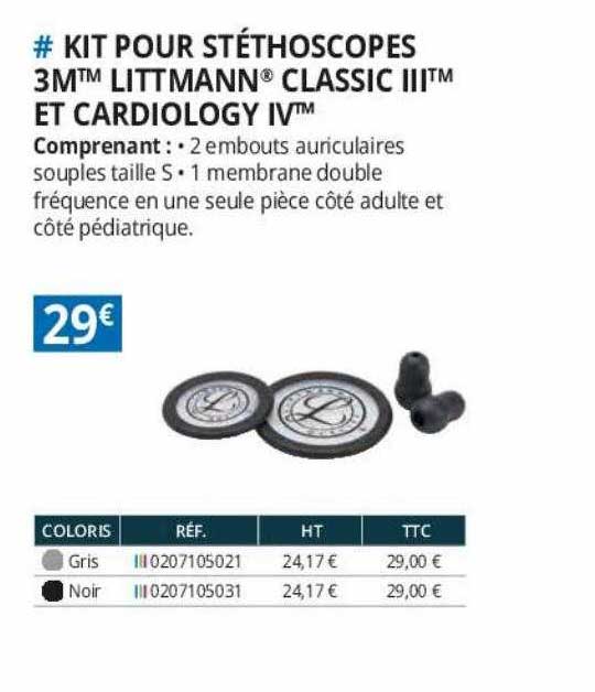 kit pour stéthoscopes 3m littmann classic III et cardiology IV