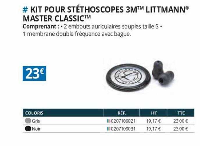 kit pour stéthoscopes 3m littmann master classic