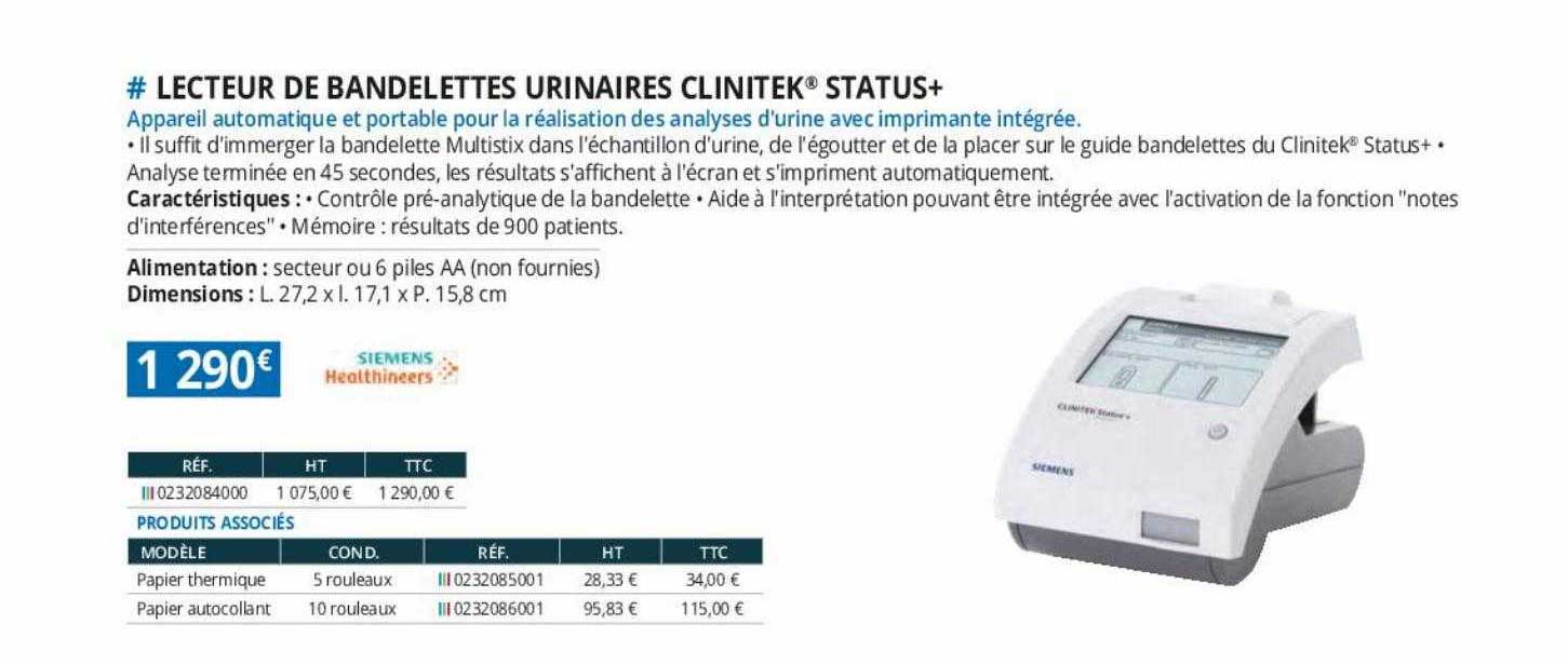 lecteur de bandelettes urinaires clinitek status+