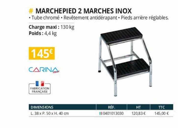 marchepied 2 marches inox carina