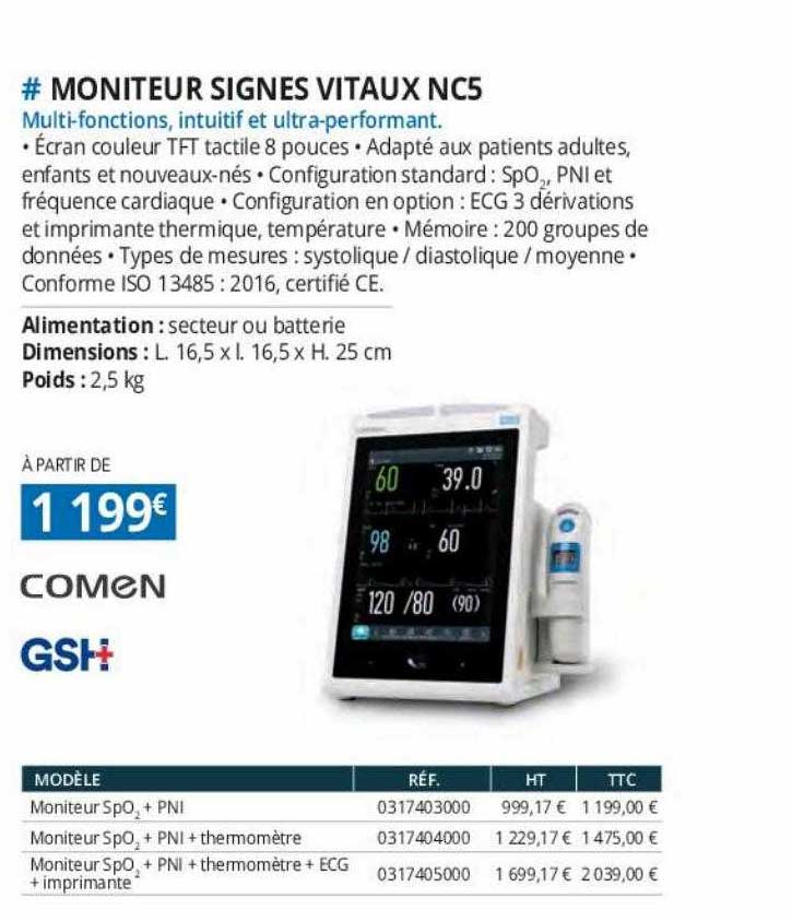 moniteur signes vitaux nc5 comen