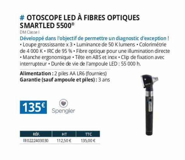 otoscope led à fibres optiques smartled 5500 spengler