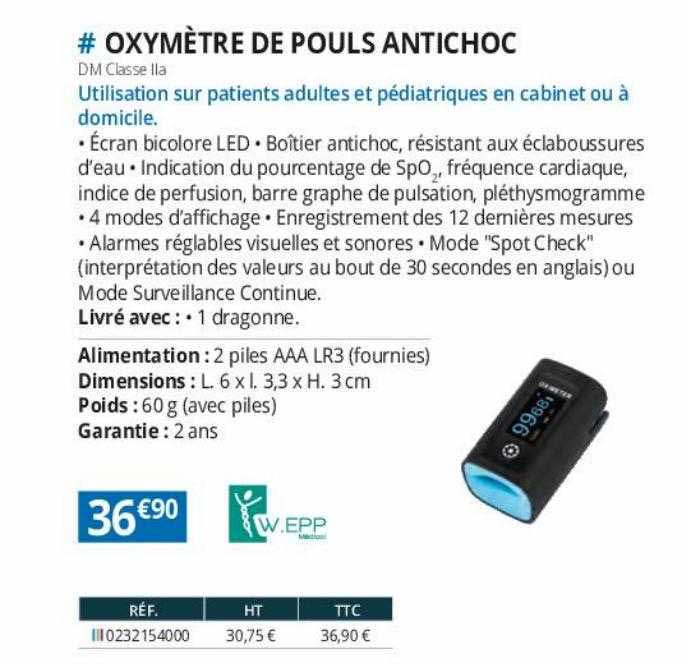 oxymètre de pouls antichoc