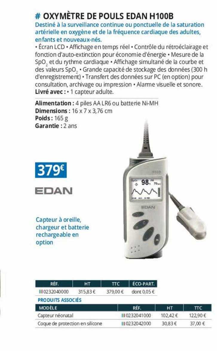 oxymètre de pouls edan h100b