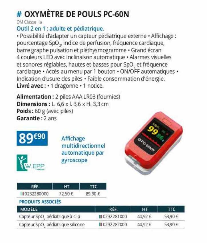 oxymètre de pouls pc-60n