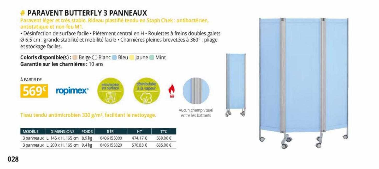 Paravent Butterfly 3 Panneaux Ropimex
