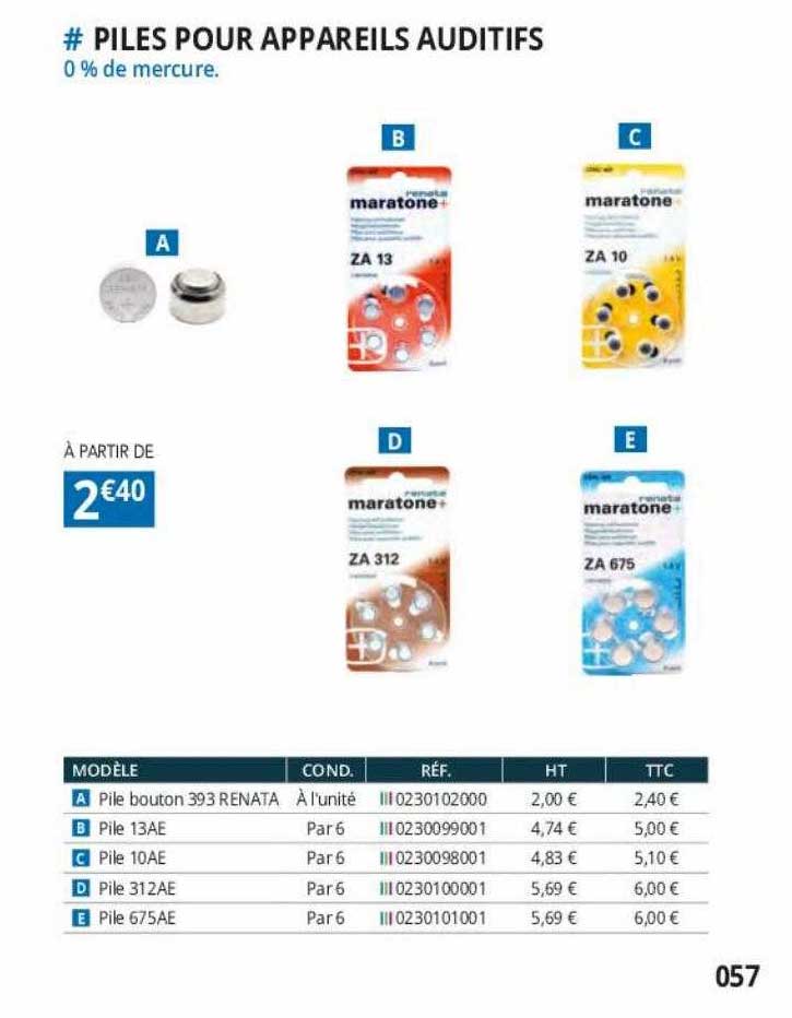 piles pour appareils adutifs