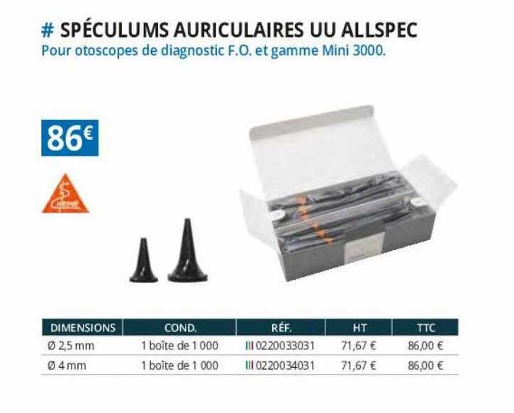 spéculums auriculaires uu allspec