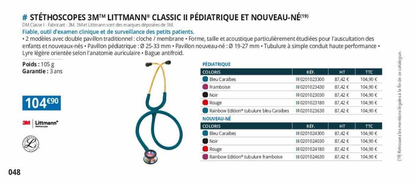 stéthoscopes 3m littmann classic II pédiatrique et nouveau-né