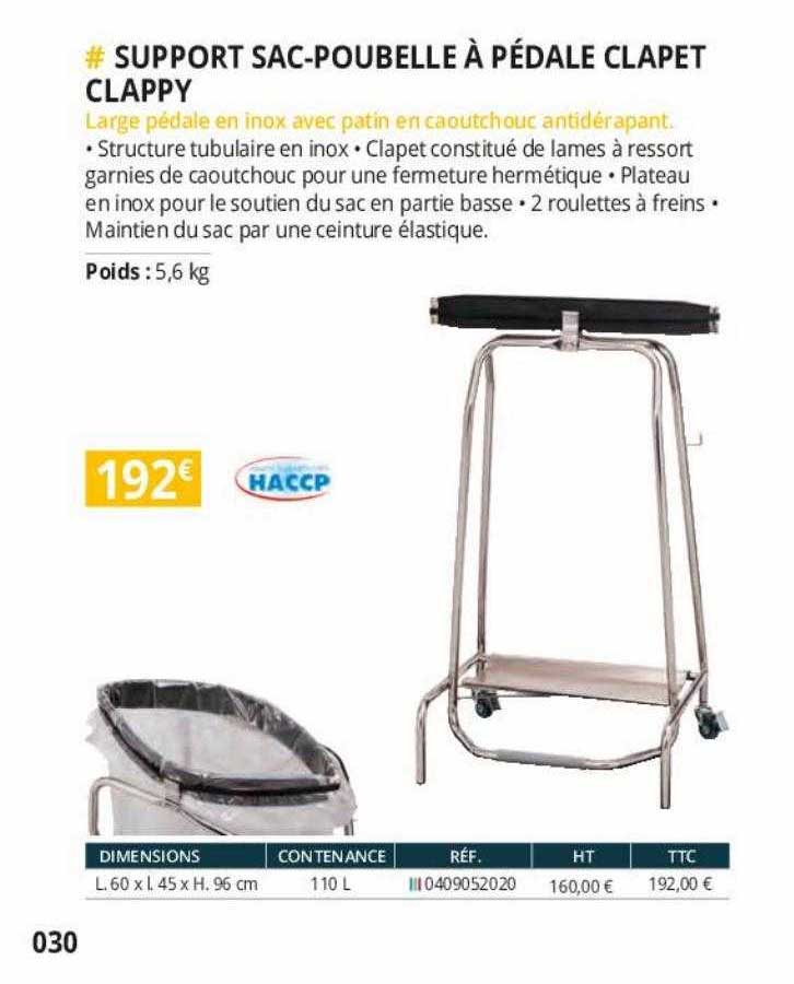 support sac-poubelle à pédale clapet clappy