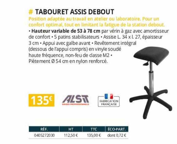 tabouret assis debout alsit