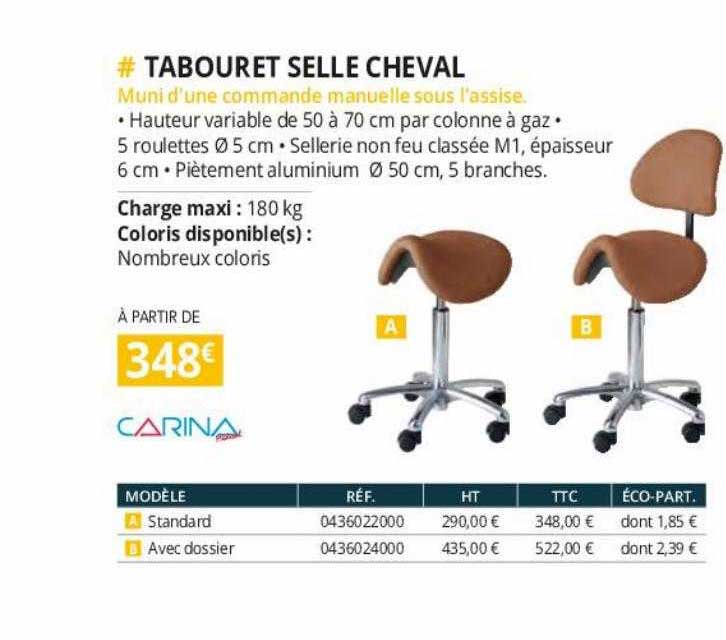 tabouret selle cheval carina
