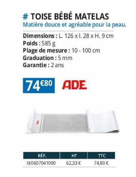 toise bébé matelas ade
