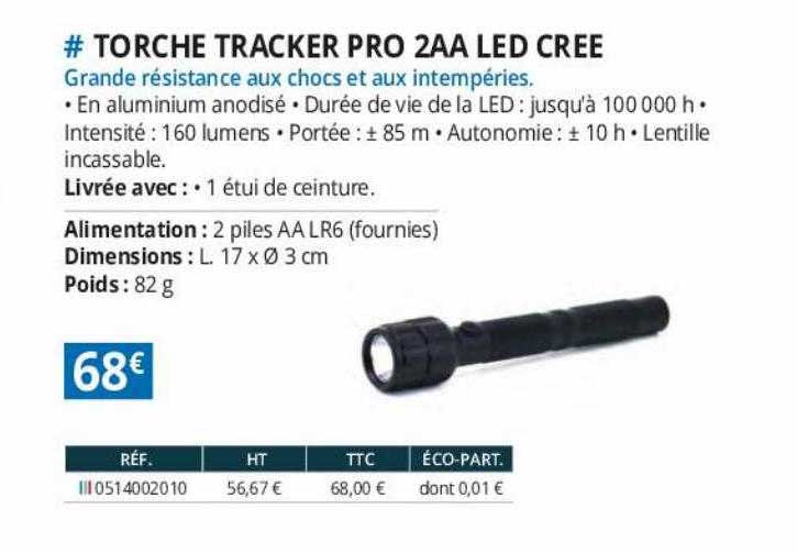 torche tracker pro 2aa led cree