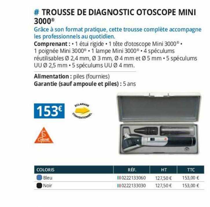 trousse de diagnostic otoscope mini 3000