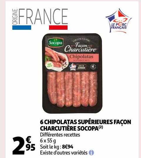 6 chipolatas supérieures façon charcutière socopa