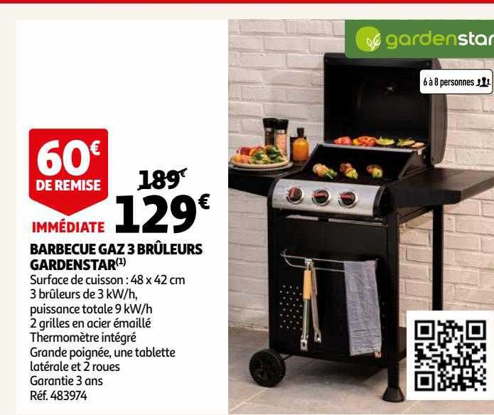 barbecue gaz 3 brûleurs gardenstar