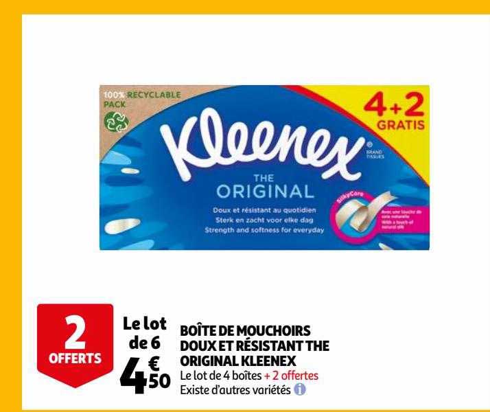 Boîte De Mouchoirs Doux Et Résistant The Original Kleenex