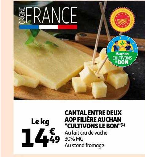 Cantal Entre Deux Aop Filière Auchan "cultivons Le Bon"