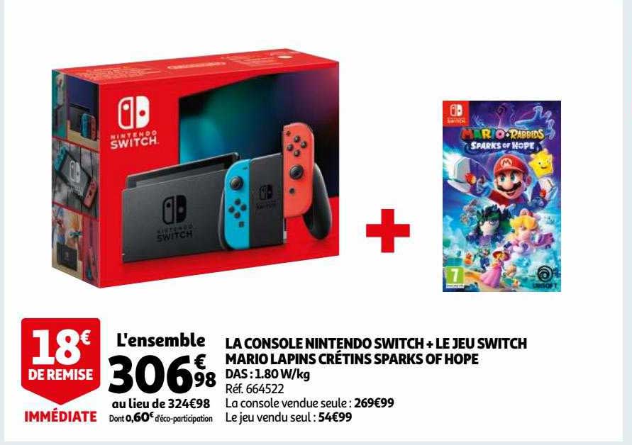 la console nintendo switch + le jeu switch mario lapins crétins sparks of hope